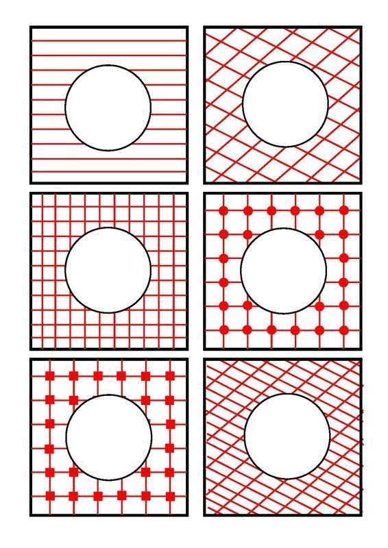 Planche n°1 - Carrés et cercles "rouges"