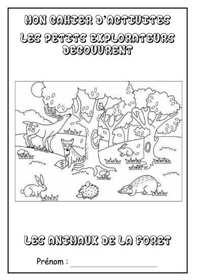 Page de garde cahier d'activités "des animaux de la forêt"