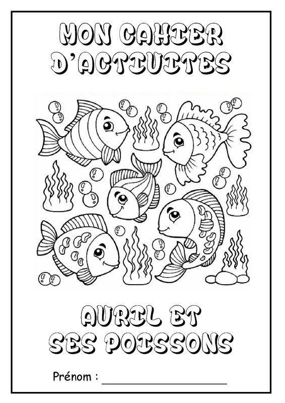 Page de garde cahier d'activités "Avril et ses poissons"