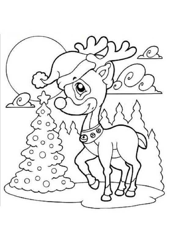 Coloriage - Le renne du Père Noël