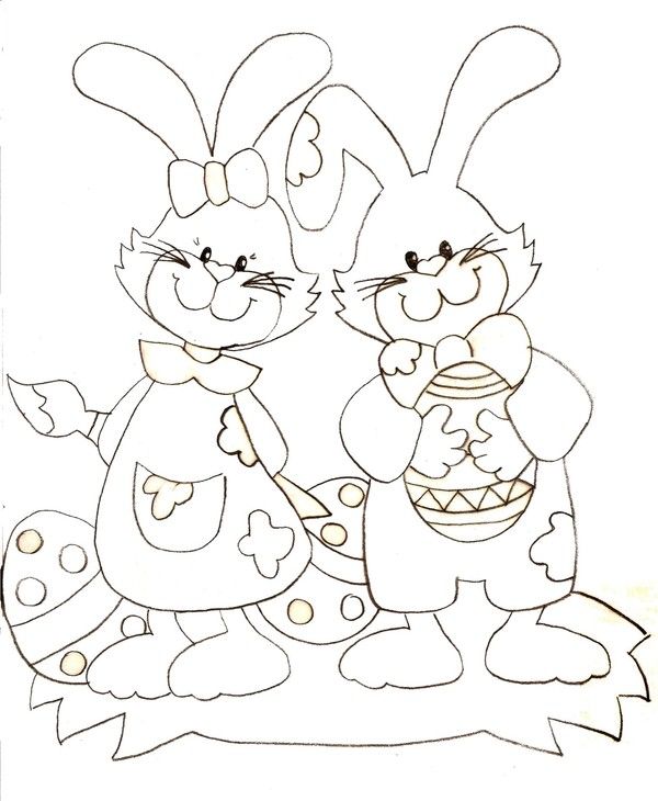 Coloriage - Les lapins de Pâques