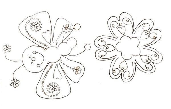 Gabarit - Guirlande fleurs en coeur et papillon