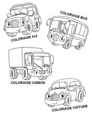 Coloriage - 4 véhicules au choix
