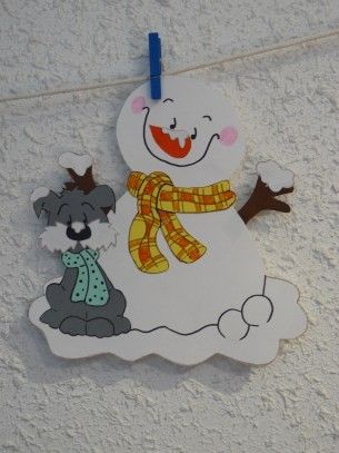 Le bonhomme de neige avec son chien