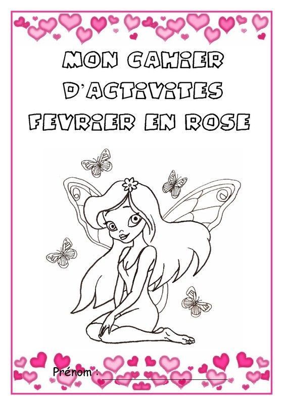 Page de garde cahier d'activité "Février en rose"