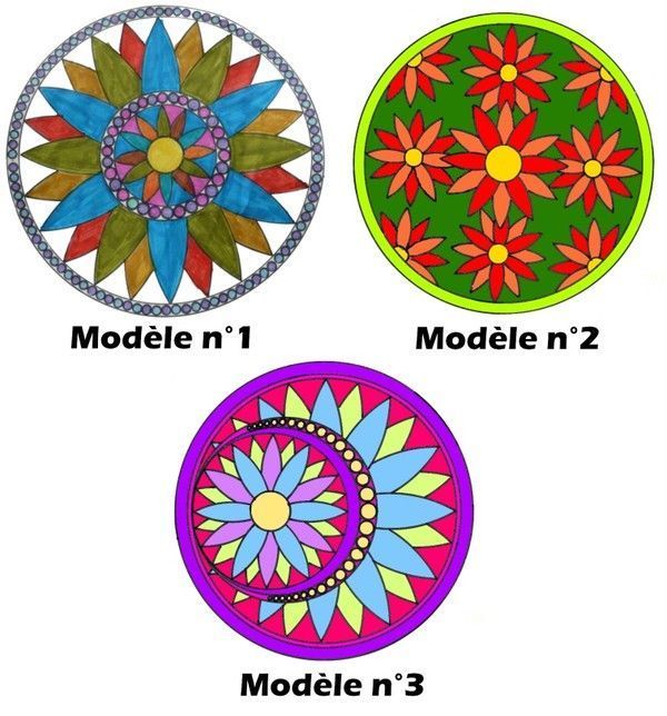 Mandalas - Modèle de rosaces de 1 à 3