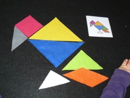 Tableau de feutrine version tangram oiseaux