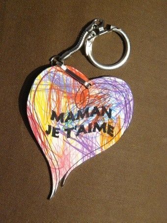 Porte-clés coeur "maman je t'aime"
