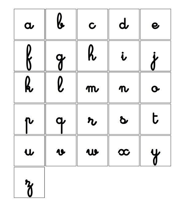 Jeu de loto de l'Alphabet - Les cartes lettres cursives