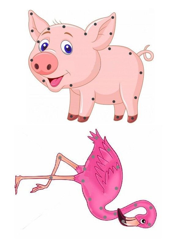 Gabarit - Cochon et Flamant rose à lacer