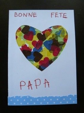 Carte coeurs colorés pour la fête des papas 2019